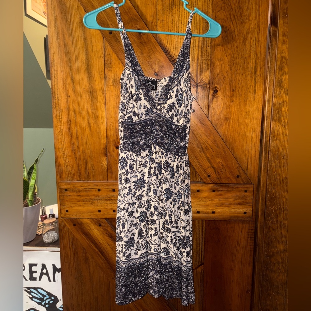 Angie Blue and Cream Patterned Dress
